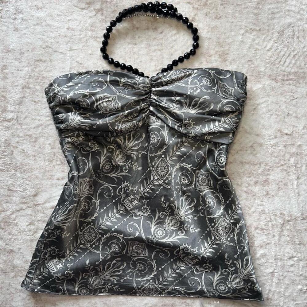 Y2k silk paisley halter top White house black market